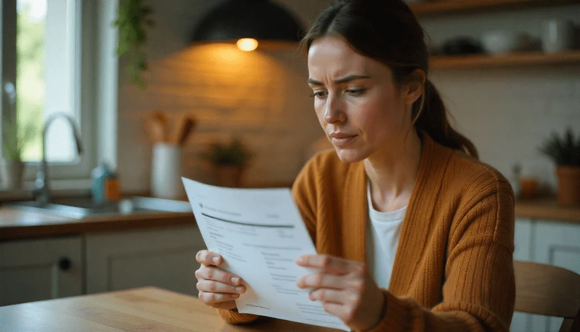 Woman looking at electricity bill