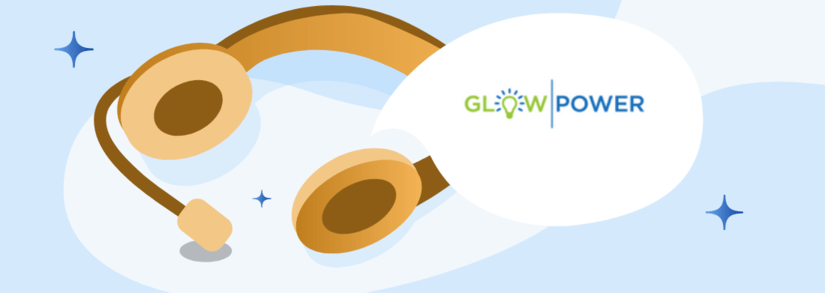 Customer Service Headset with Glowpower Logo