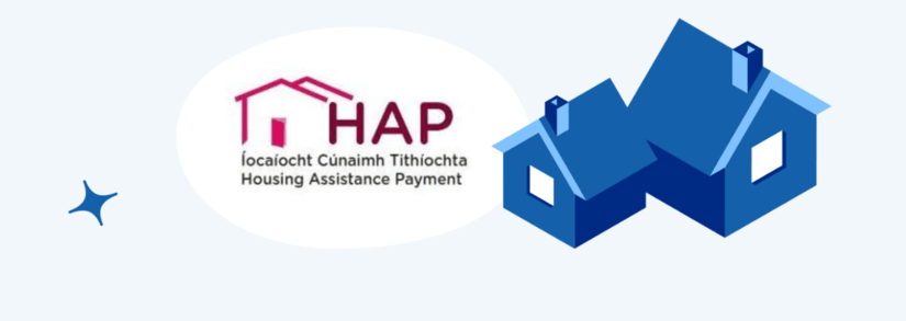 The HAP logo (Housing Assistance Payment) with two blue houses next to logo