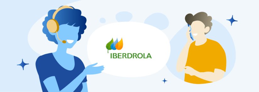 Iberdrola Logo in speech bubble between customer and representative