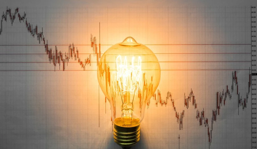 Lightbulb in front of chart