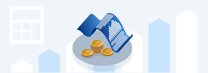 Bill over a pile of coins