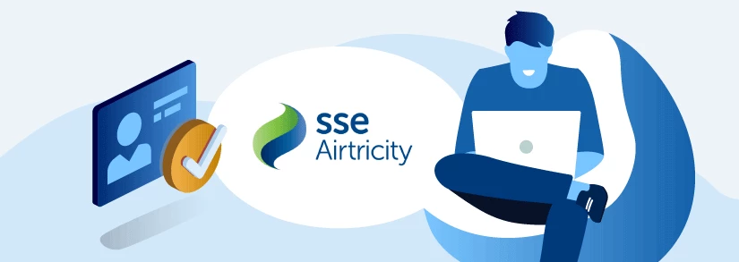 SSE Airtricity logo and person with a laptop