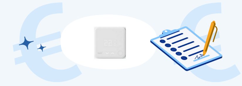 An open Tado thermostat, showing the front and the inside