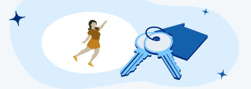 Woman trying to grab keys for rental property