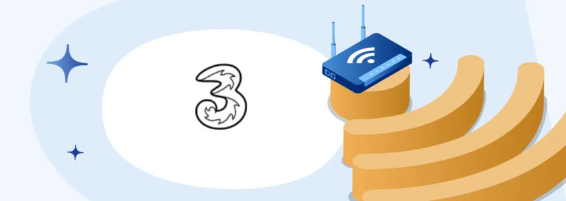 Three logo woth wifi router