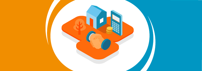 A house, calculator and a handshake.