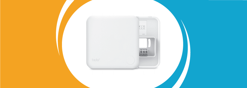 An open Tado thermostat, showing the front and the inside